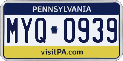 PA license plate MYQ0939