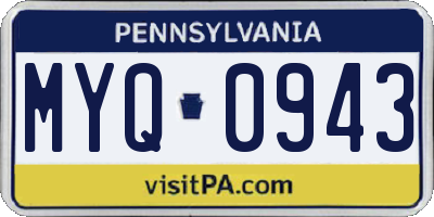 PA license plate MYQ0943