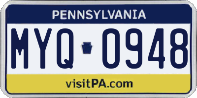 PA license plate MYQ0948