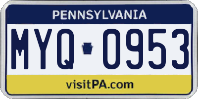 PA license plate MYQ0953