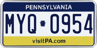 PA license plate MYQ0954