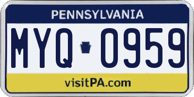 PA license plate MYQ0959