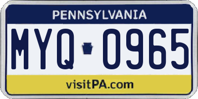 PA license plate MYQ0965