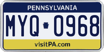 PA license plate MYQ0968