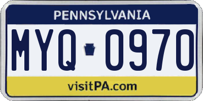 PA license plate MYQ0970