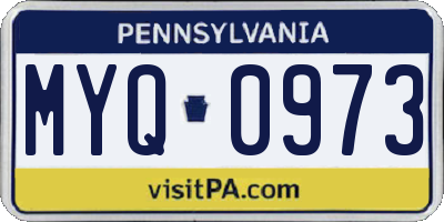 PA license plate MYQ0973