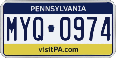 PA license plate MYQ0974