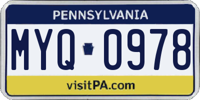 PA license plate MYQ0978