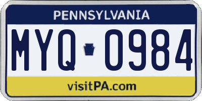 PA license plate MYQ0984