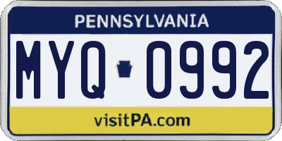 PA license plate MYQ0992