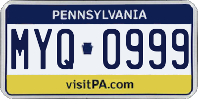 PA license plate MYQ0999
