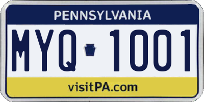 PA license plate MYQ1001