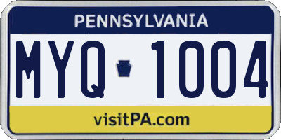 PA license plate MYQ1004
