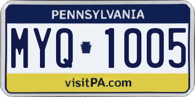 PA license plate MYQ1005
