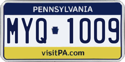 PA license plate MYQ1009