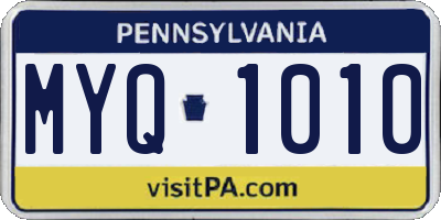 PA license plate MYQ1010
