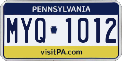 PA license plate MYQ1012