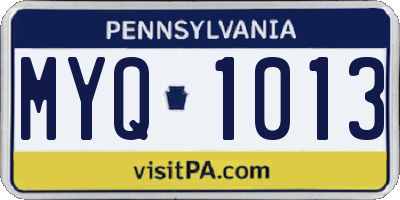 PA license plate MYQ1013