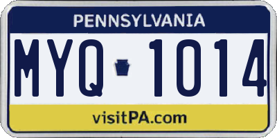 PA license plate MYQ1014