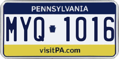 PA license plate MYQ1016