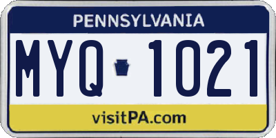 PA license plate MYQ1021