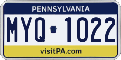 PA license plate MYQ1022