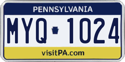 PA license plate MYQ1024