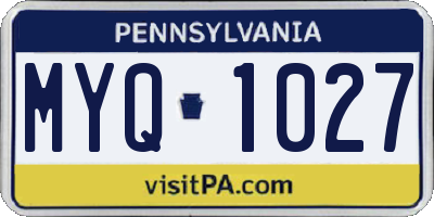 PA license plate MYQ1027