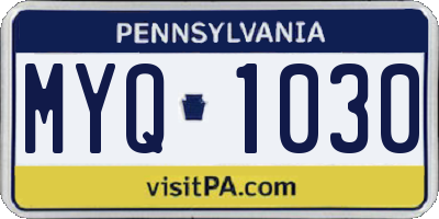 PA license plate MYQ1030