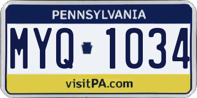 PA license plate MYQ1034
