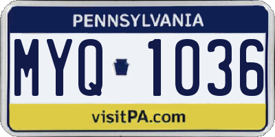 PA license plate MYQ1036