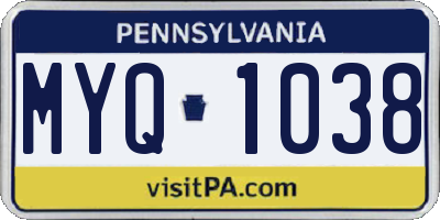 PA license plate MYQ1038