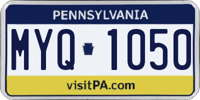 PA license plate MYQ1050