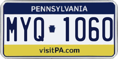 PA license plate MYQ1060