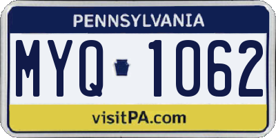 PA license plate MYQ1062