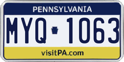 PA license plate MYQ1063