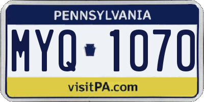 PA license plate MYQ1070