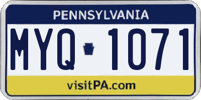 PA license plate MYQ1071
