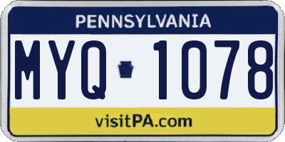 PA license plate MYQ1078