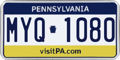 PA license plate MYQ1080
