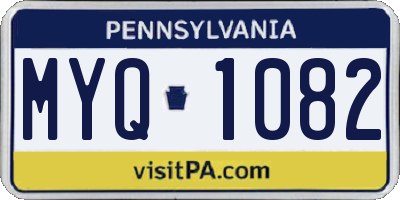 PA license plate MYQ1082