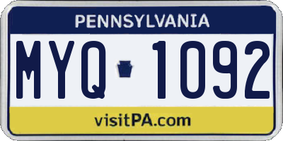 PA license plate MYQ1092