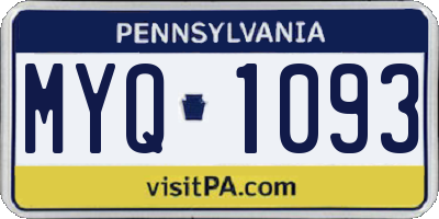 PA license plate MYQ1093