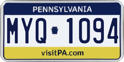 PA license plate MYQ1094