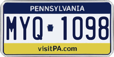PA license plate MYQ1098