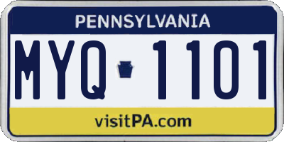 PA license plate MYQ1101