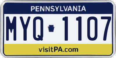 PA license plate MYQ1107