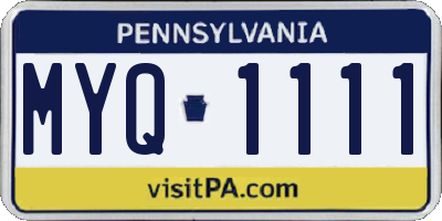 PA license plate MYQ1111
