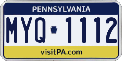 PA license plate MYQ1112