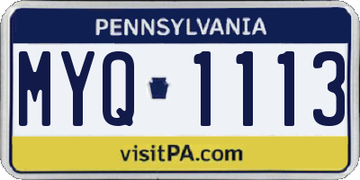 PA license plate MYQ1113